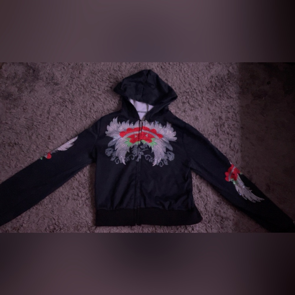 Black jacket with rhinestones
